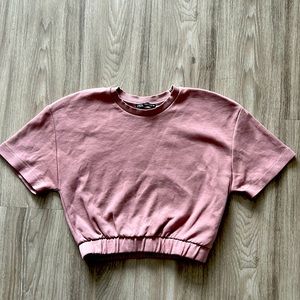 Zara Pink Cropped T-shirt Medium
